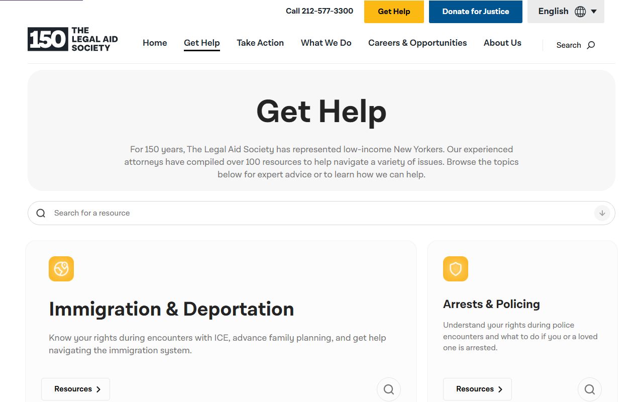 Legal Aid Society get-help page for New York County court records help