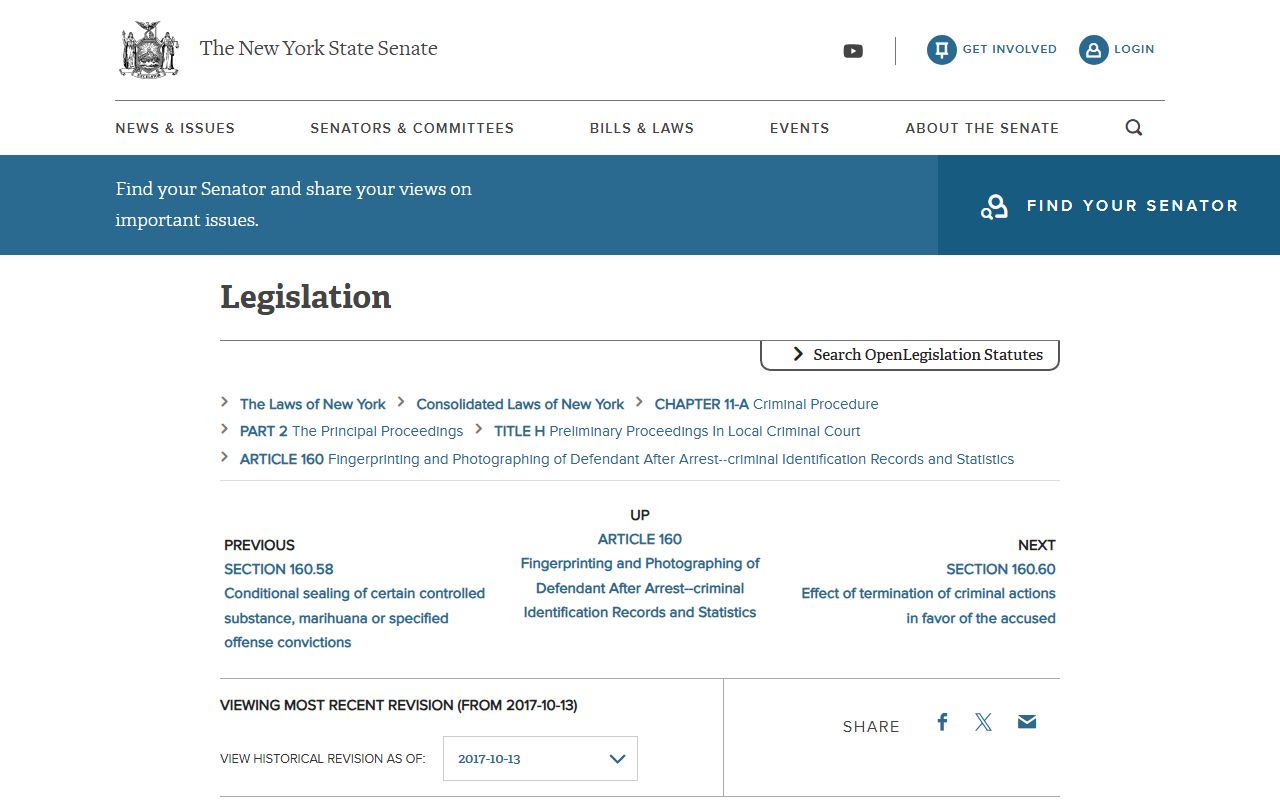 CPL 160.59 text on petition-based sealing of certain convictions in New York County public records